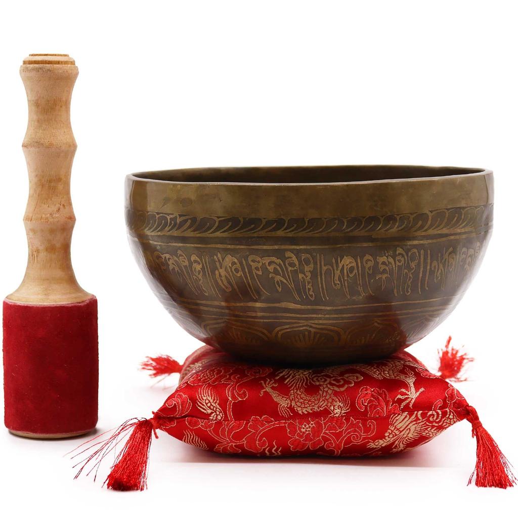 Singing Bowl Set Brass Golden Tara