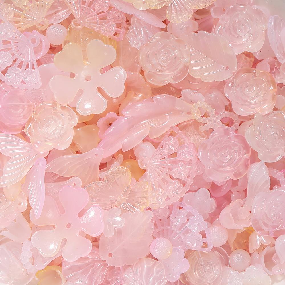 30g/Lot Colorful Mixed Butterfly Fan Acrylic Beads Spacer Loose Bead for DIY Necklace Bracelet Jewelry Making Accessories
