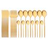 24Pcs Matte Black Gold Stainless Steel Dinnerware Cutlery Set Tableware Knife Fork Spoon Flatware Wedding Daily Dinner Set