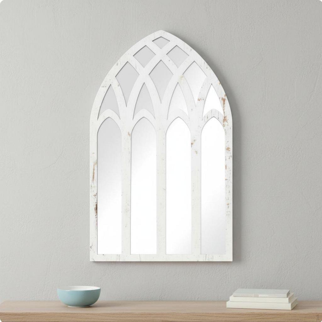 Gothic Window Mirror Self Fake Sticker Easy to Install Opp Bag Mz477a