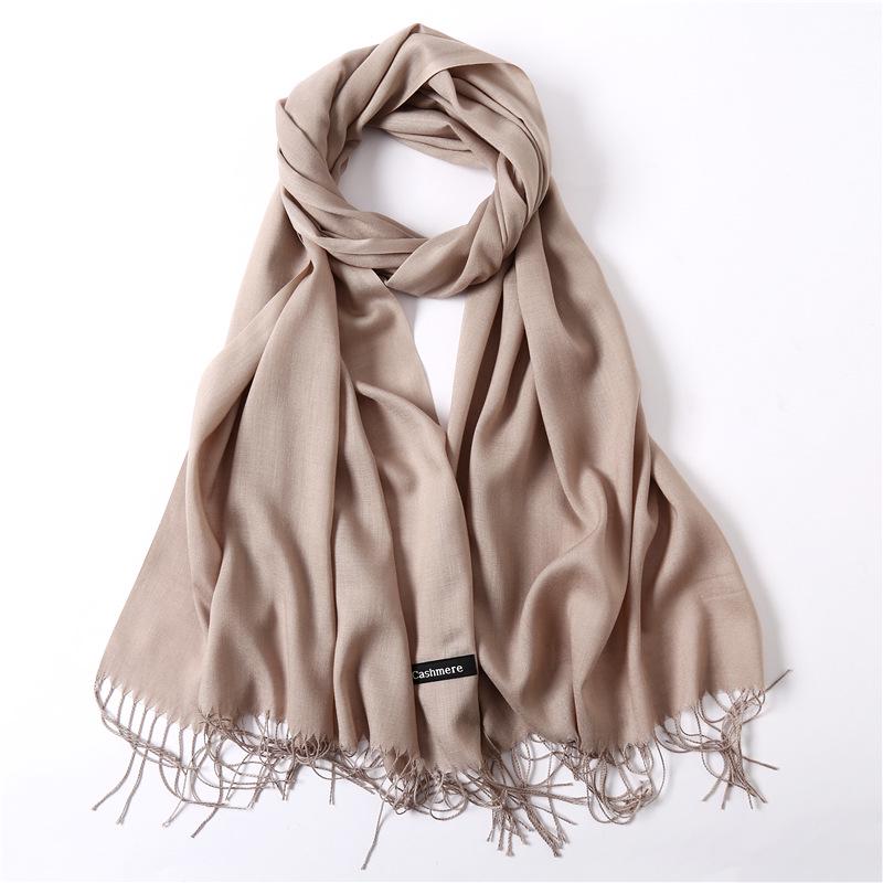 Women's Solid Color Faux Cashmere Scarf, Lightweight Shawl for Spring/Summer & Warm Autumn/Winter Malaysian Headscarf.