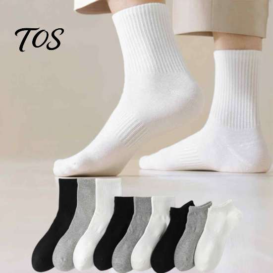 Moisture Wicking Cotton Socks 5 Pair Crew for Men Women, Extra Loose Ankle Sports Socks, Non-Binding Breathable Solid Color Versatile Athletic All Day