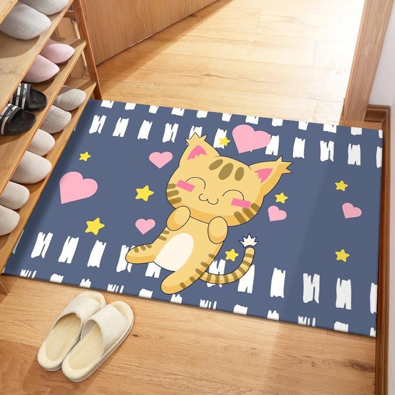 Cute Cartoon Pattern Door Mat with Animals Flowers Designs Floor Mat for Home Entrance Decor Adding Playful Charm