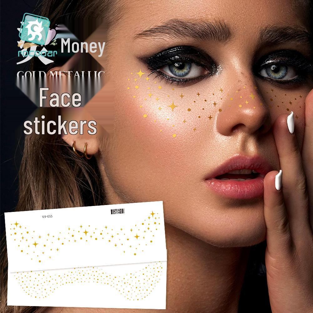 Gold Freckle Tattoo Stickers: Waterproof, Sweatproof, Long-lasting Party Face Makeup