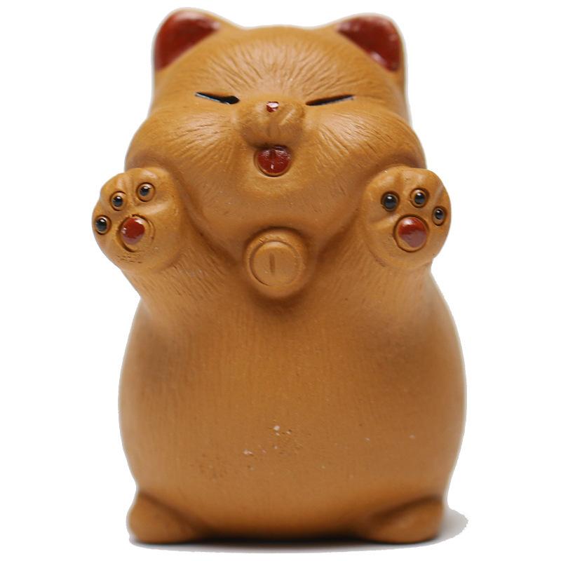 

Yixing Zisha Cute Little Orange Cat Tea Pet Aesthetic Tea Spirit Tea Figurine Play Toys Tea Statue Ornaments Accessories Craft