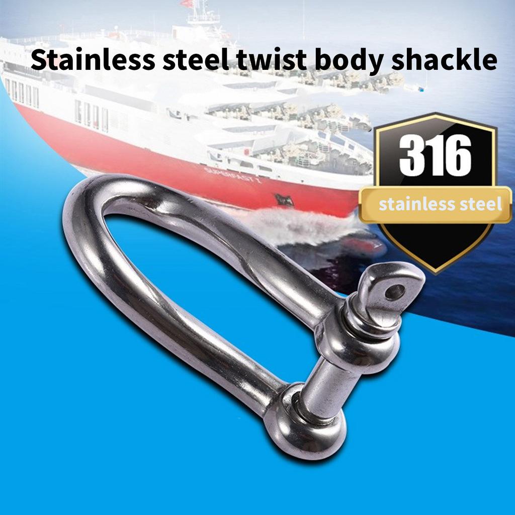 4/5/6/8/10/12mm Screw Pin Shackle Rustproof Twisted Shackle Screw Pin Stainless Twist Shackle Heavy Duty Anchor Shackle