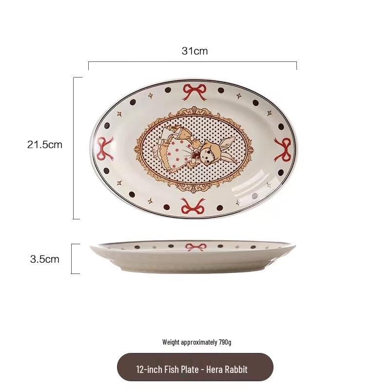 

LISM Французская винтажная керамическая овальная тарелка для рыбы