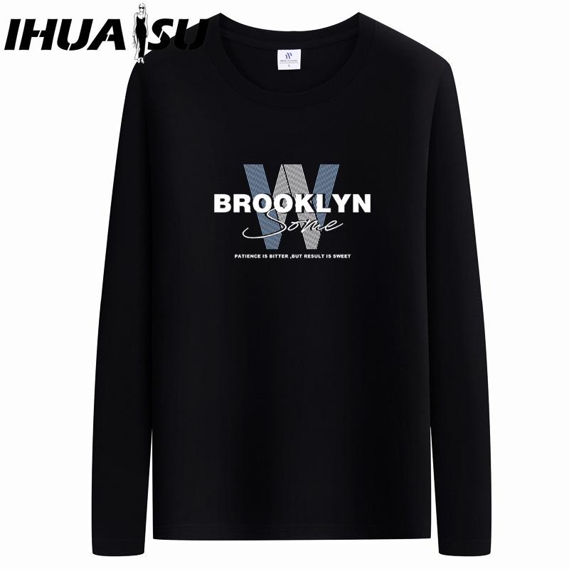 IHUASU Spring and Autumn Men's Long-sleeved T-shirt Men's O-collar Bottoming Shirt Men's Top Clothes T-shirts
