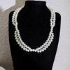 Imitation Pearls Beaded Necklace with Zircon Multi-layered Clavicle Chain Fashionable Jewelry for Everyday Outfits