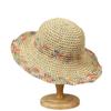 Mint Mambo flower straw hat women's summer big brim straw bucket hat foldable seaside sunshade sunscreen hat