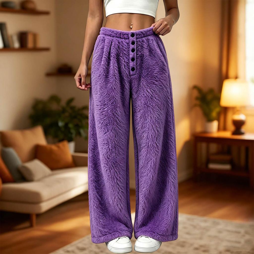 Women's Flannel Pants Loose Wide Leg Casual Comfortable for Home and Everyday