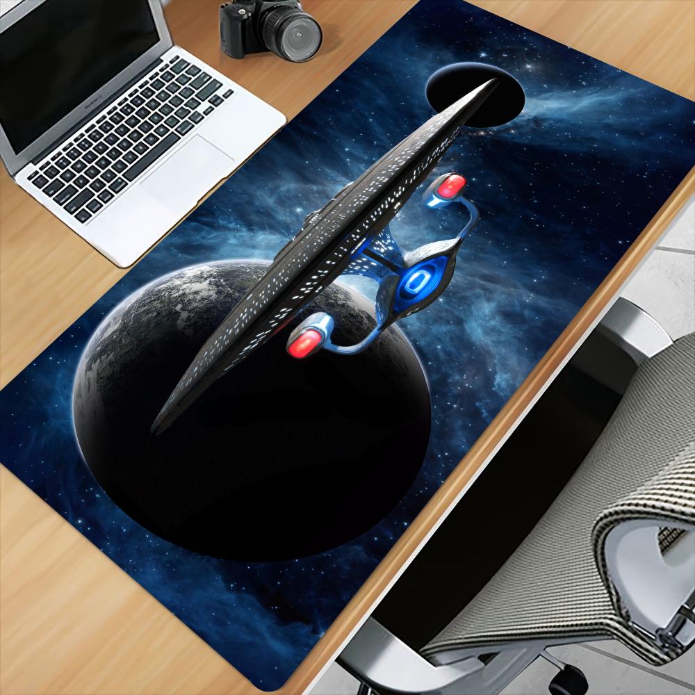 Desk Mat Sci Fi Spaceship Galaxy Print Anti Slip Rubber Mousepad Stitched Edge Keyboard Pad For Pc Laptop Gamers Accessory