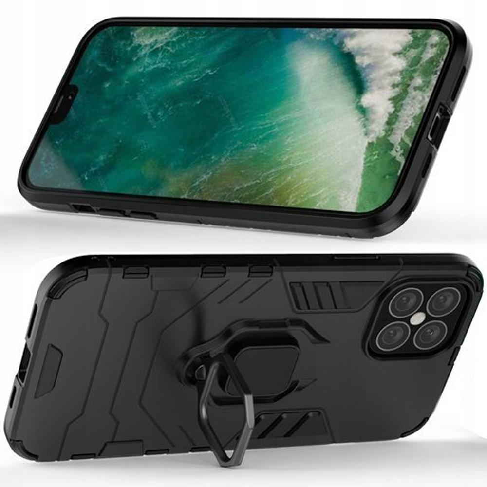 Ring Armor Pancerne Hybrydowe Etui Pokrowiec + Magnetyczny Uchwyt Samsung Galaxy A42 5G Czarny
