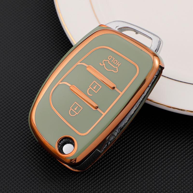 Premium Hyundai Key Cover: Mistra, Elantra, ix35, Santa Fe, ix25 - Gold Edged Full Wrap Protective Case.