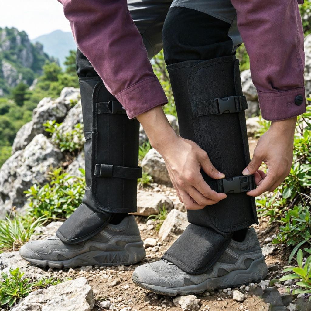 Waterproof Anti-Scratch Snake-Bite Resistant Outdoor Gaiters with Knee Pads for Hiking and Mountaineering
