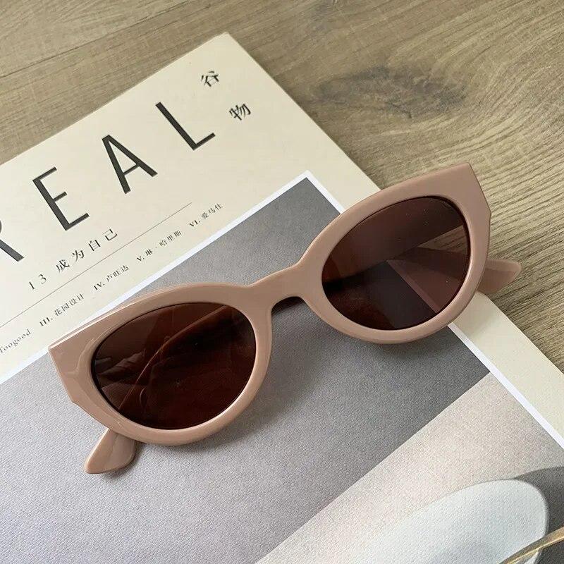 Retro Koreanske Dame Solbriller Mote Makaron Unisex Ovale Briller Cat Eye Solbriller Øyebeskyttelse Briller Oculo De Sol