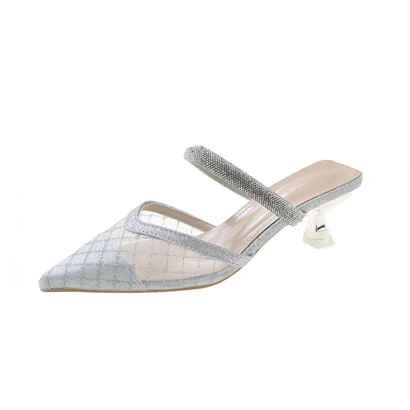 Fashion 2024 High Heeled Sandals  Thin Princess Pointed, Sexy and Sparkling Rhinestone Single Shoe for Women New Summer Sandals