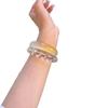 Gradient Yellow Quartzite Jade Bracelet with Wide Band