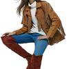 Noora Women's Brown Western Style Suede Jacket Fringed With Buttons Closure | Streetwear Autumn And Winter Leather Jacket |
