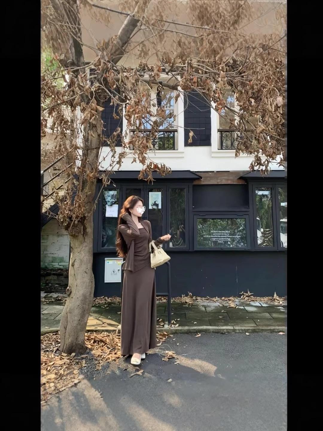 

Korean Style Elegant Autumn Suit Dress for Young Women XL