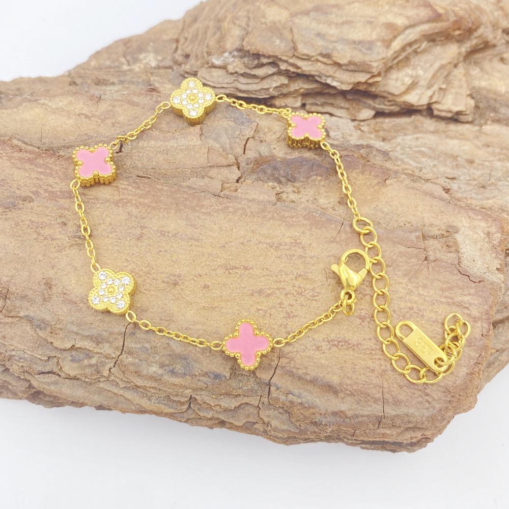 9MM Four-Leaf Clover Bracelet, Titanium Steel, Non-Fading, INS Hot Item