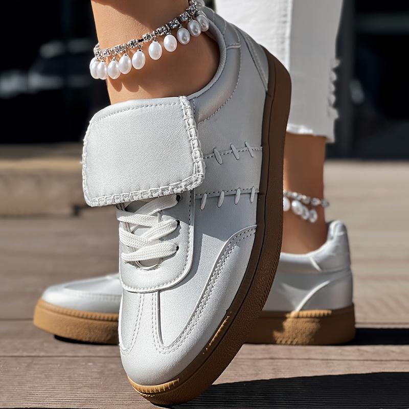 Colorblock Patchwork Lace-up Casual Sneakers - Without Anklet