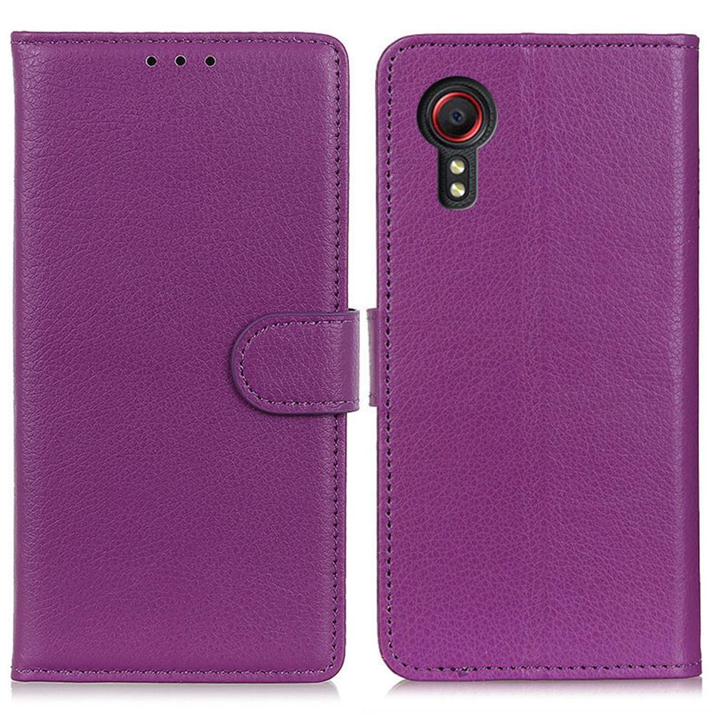 

For Samsung Galaxy Xcover7 Leather Case Classic Lychee Texture Phone Wallet Cover Purple