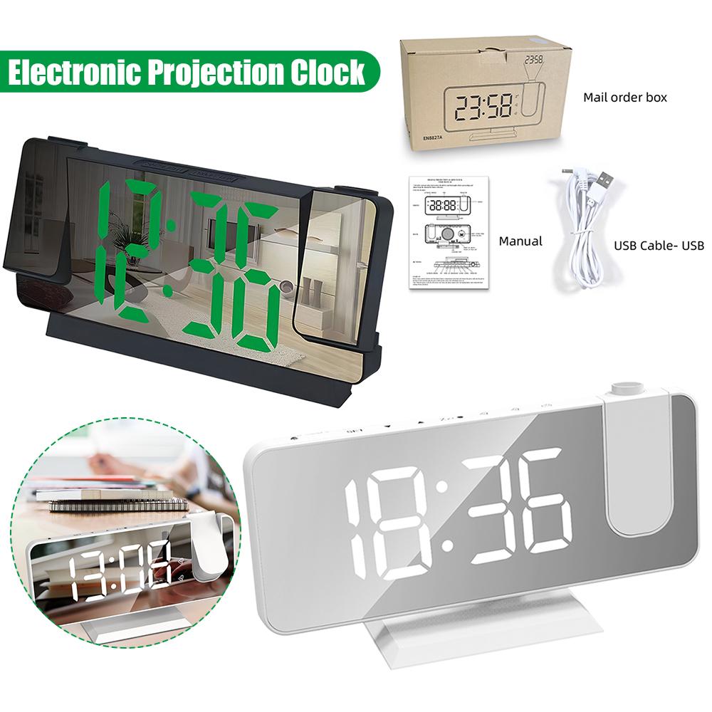 LED Digital Alarm Clock Multifunction Backlight Snooze Clock Large Screen Projector Ceiling Clock for Home Bedroom Living Room