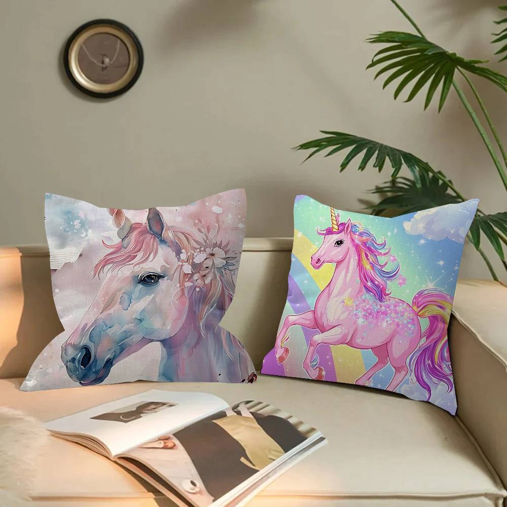1Pc Cartoon Rainbow Unicorn Cushion Cover Car Throw Pillow Case For Sofa Car Christmas Gift 40X40Cm 45X45Cm