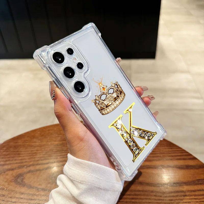 

Phone Case For Samsung Galaxy S25 FE S24 S23 S22 S21 Ultra S20 Plus Note 20 10 S25FE Soft Clear Cover K W N F J O Initial Letter GalaxyNote10Plus