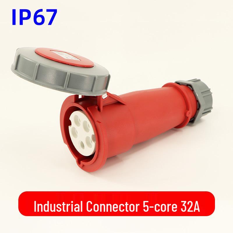Waterproof 3-core 4-pin 5-hole Male-Female Aviation Plug Socket, Three-Phase Electrical Connector, 16A/32A, IP67.
