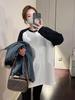 Women's Loose Mid-Length Raglan Thermal T-Shirt with Contrasting Colors