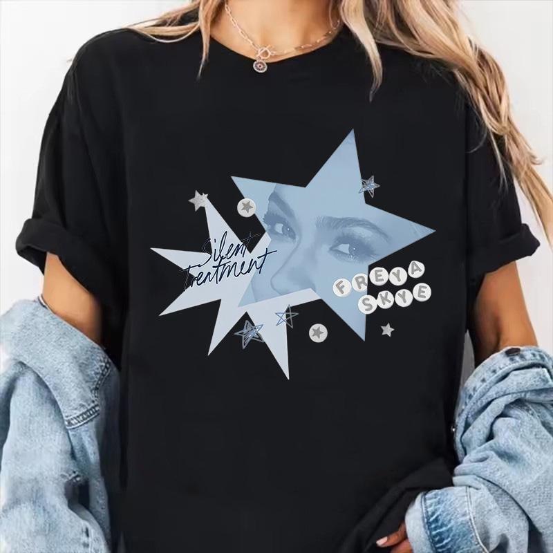 Womens Fashion Freya Skye Print Short Sleeve T Shirt 90s Graphic Vintage Tshirt Women Gothic Y2k Tshirt Streetwear Clothes