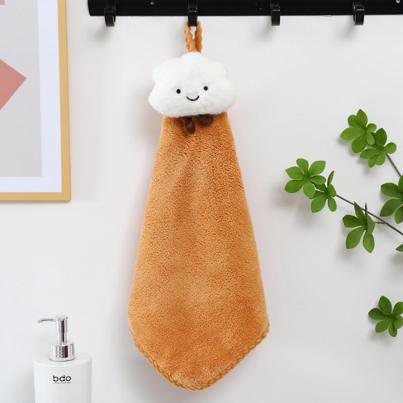 

1Pc 30x30cm 3D Cartoon Cloud Coral Velvet Kitchen Bathroom Wash Cloth Baby Children Kids Soft Absorbent Hand Towel 30x30cm жовтий