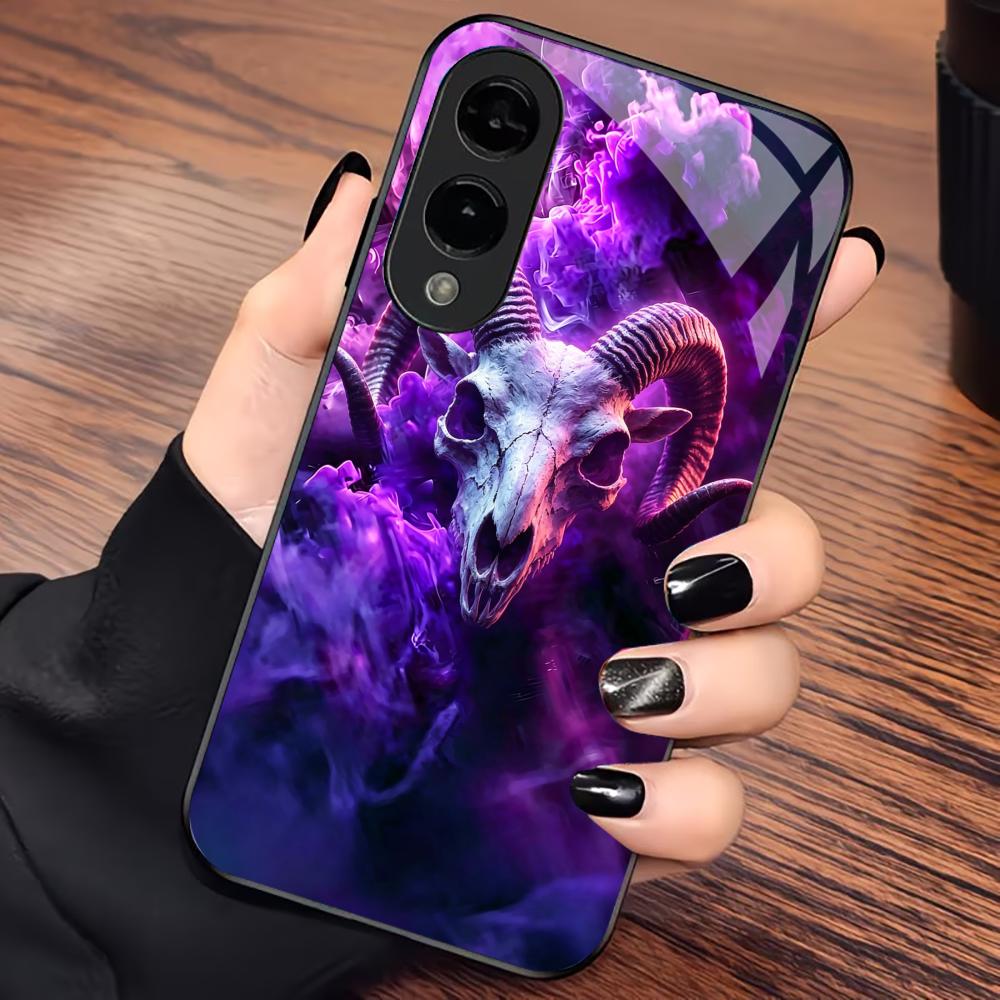Purple Smoke Goat Skull s26 ultra case s25 ultra case phone case glass for Samsung Galaxy S26 S25 S24 S23 S22 FE Ultra Plus
