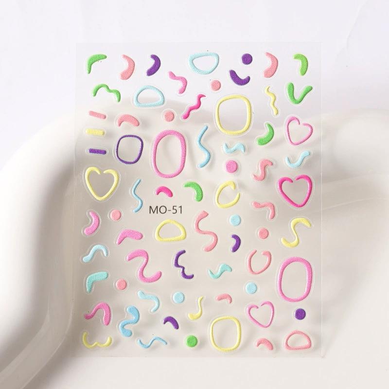

Embossed Nail Art Stickers—Line Art,Graffiti, Bears, and Flowers|Thin,Durable, and 3D Decals | Colorful,Cute,5D Nail Decorations