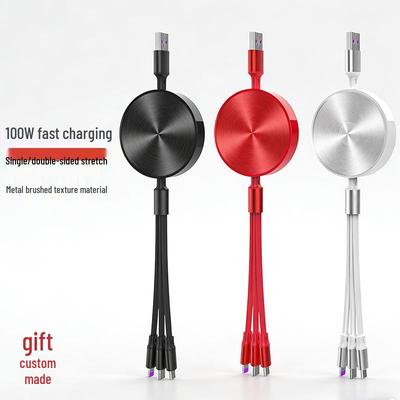 3-in-1 100W Fast Charging Cable, Compatible with Apple and Huawei, 6A Single Pull Design