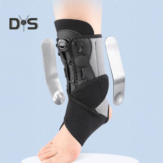 Adjustable Ankle Brace with Dual Aluminum Splints Ankle Stabilizer Knob-Controlled Compression X-Type Restraint Belt for Sports Injury Recovery