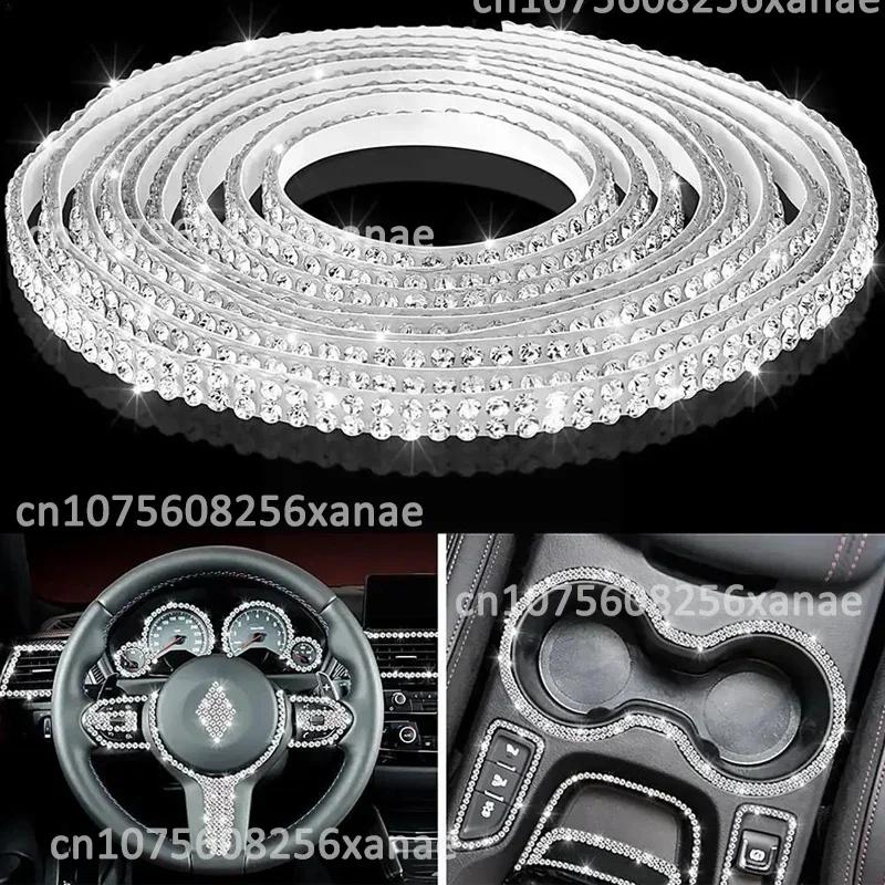 5m Self-Adhesive Rhinestone Trim Strips DIY Bling Rhinestone Car Strips Self-Adhesive Glitter Molding Stickers for Dashboard