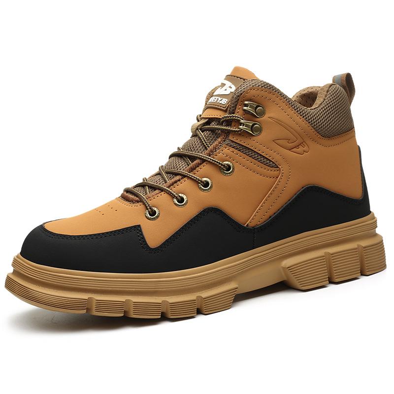 Men's Lightweight High-Top Work Shoes: Wear-Resistant, Comfortable, Bend-Resistant, Anti-Smash, Anti-Puncture.