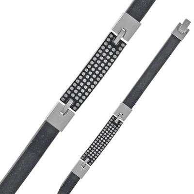 [R5119] - Men's Bracelet 'Peaceful' Black Steel - 215x10 Mm