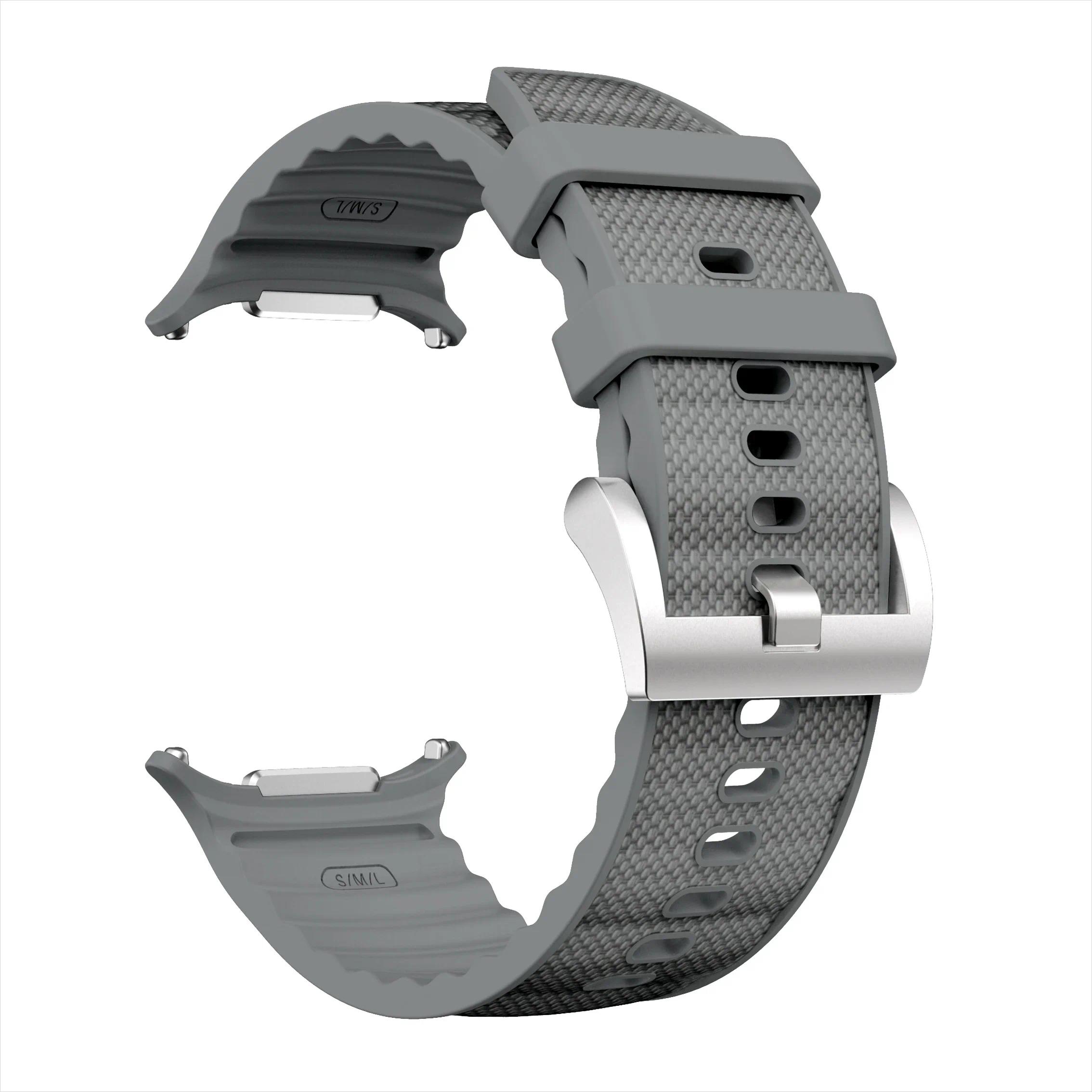 

Официальный силиконовый+нейлоновый ремешок для Samsung Galaxy Watch Ultra 47 мм, функциональный спортивный ремешок-браслет для Galaxy Watch 7 Ultra 47 мм Galaxy Watch Ultra серый