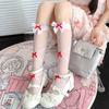 New White Sheer Socks Women's Japanese Style Sweet Lolita Cute Bowknot Kawaii JK Knee High Socks Thin Transparent Sexy Stockings
