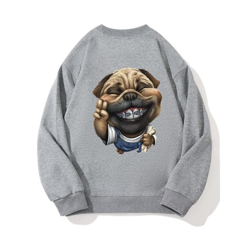 

Toothed DogМодный принтованный топ, повседневная спортивная одежда на осень и зиму, хлопковая толстовка XXL слоновая кость