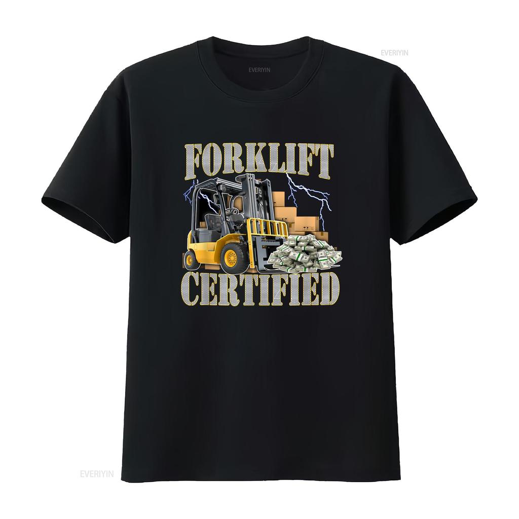 Forklift Certified T Shirt Funny Gift Bf25a Vintage Washed Versatile Casual Streetwear Soft Homme Breathable Stylish Graphic