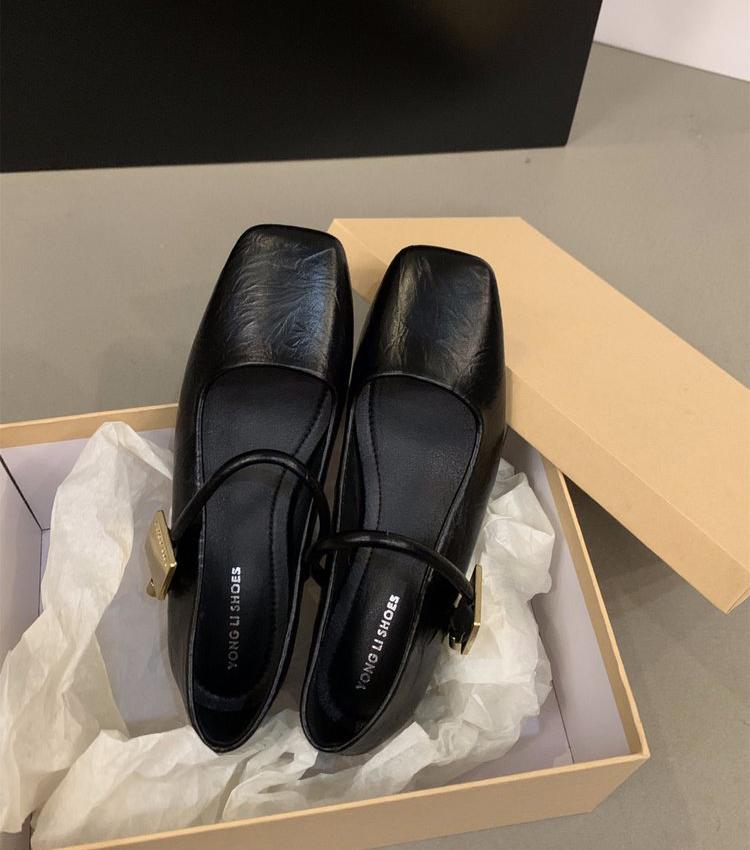 Elegantní Temperamentní Černé Robustní Mary Jane Jednoduché Boty Dámské Boty Jaro Podzim a Zima Středně Vysoký Podpatek Čtvercová Špička Večerní Boty