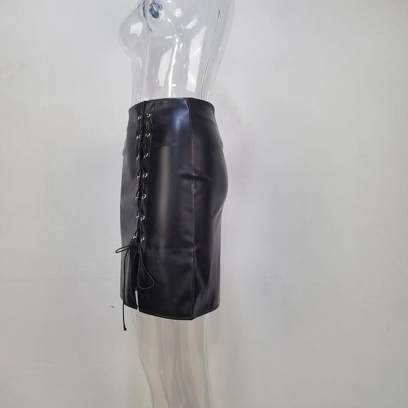 Dame Høst og Vinter Temperament Stropper Høy Midje Pakke Hofter Splitt Halvkroppsskjørt