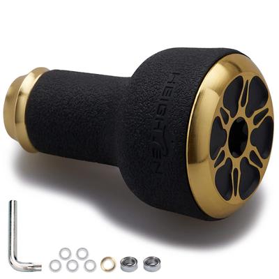 HEIGHTEN 24mm Reel Handle Compatible with Shimano and Daiwa Reels Type Type TPE Series Knob, TPE, 10g, (Shimano A) (Daiwa S) (Gold) (425)