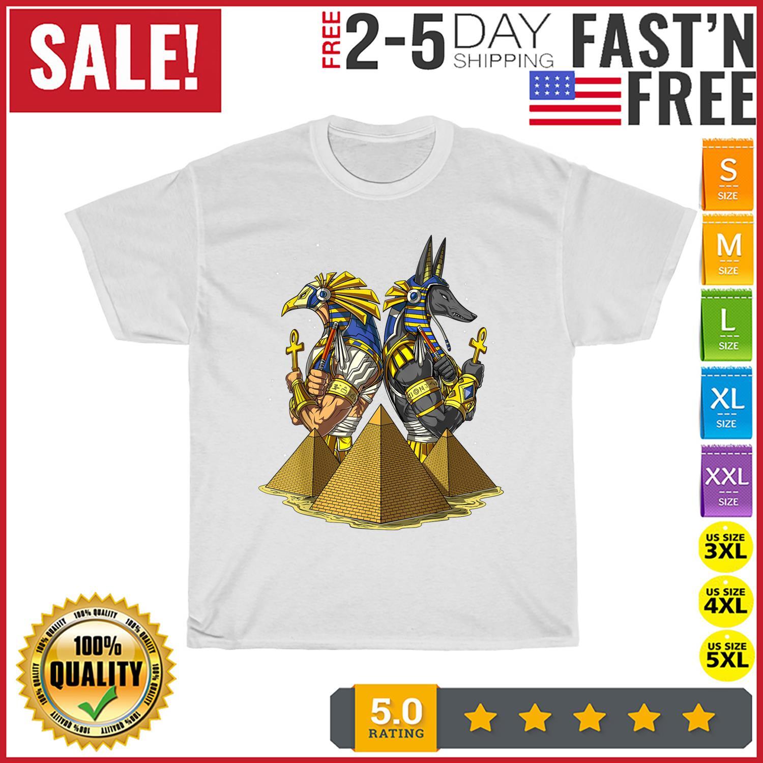 Egyptian Gods Anubis Ra Eye Of Horus Pyramids Ankh Mythology T Shirt Mens Womens Tees Top Men Women XL
