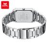 OPK Markenuhr Quadrat Herren Edelstahl-/Mesharmbanduhr Business Quarz Wasserdicht Herrenuhr